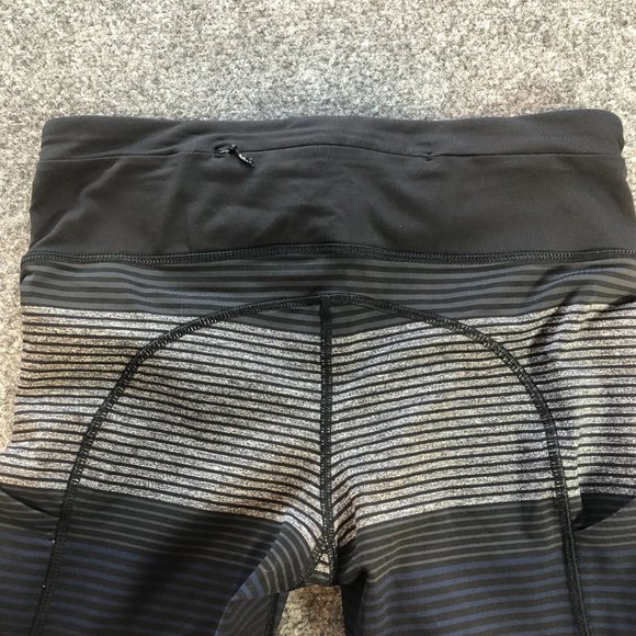 Lululemon Leggings Women 6 Black STriped Mid Rise Back Pocket Speed Up Tight 31" - Picture 10 of 11